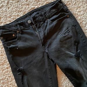 American Eagle black NE(X)T Level Flex lightly distressed jeans